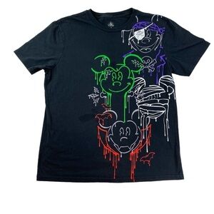 Disney Parks Mickey Mouse Halloween T-Shirt Day-glo Glow in the Dark Fluorescent